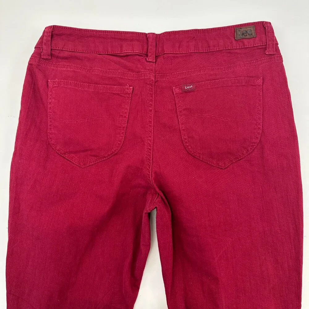 Lee Regular‎ Fit Straight Leg Mid Rise Women's size 14P Red Denim Jeans